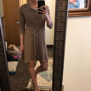 Anthropologie tan sweater drawstring dress sz XS